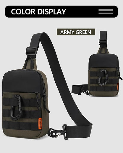 Peicees Small Anti Theft Sling Bag for Men, Tactical Inspired Waterproof Utility EDC Mini Crossbody Chest Bag for Travel Work Sport (Army Green)