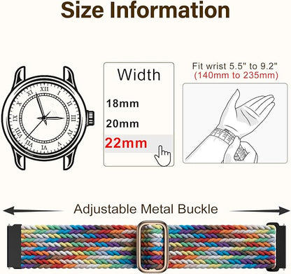 SNBLK 3 Pack 18mm 20mm 22mm Braided Watch Band Compatible with Garmin Vivoactive 5 Watch Bands/Vivoactive 6/3/4s, Quick Release Adjustable Elastic Nylon Loop Strap for Venu 3S/2S/Venu 3/2 Women Men