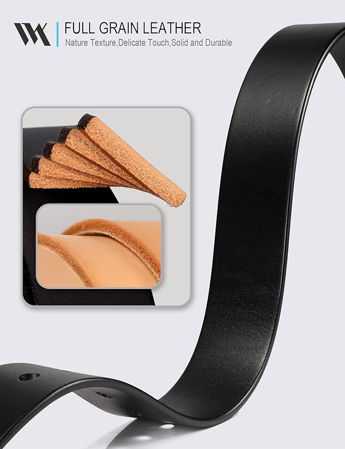 WOLFANT 1.5" Top Full Grain Leather Belt for Men in Gift Box,100% Italian Real Solid Leather