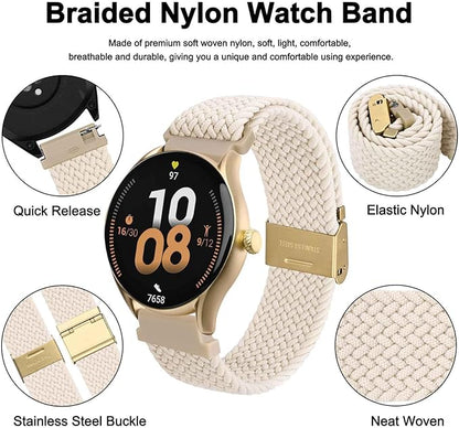 WOCCI 18mm Braided Nylon Watch Band for Men and Women, Quick Release, Golden Stainless Steel Buckle (Starlight)