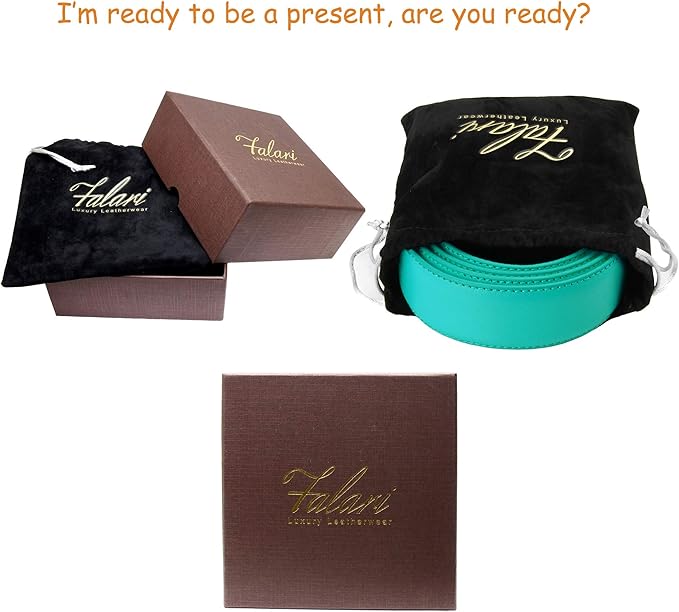 Falari Men Genuine Leather Casual Dress Belt With Single Prong Buckle, Classic Style Belt