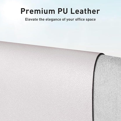 Aothia Large PU Leather Desk Pad Protector – Non-Slip Mouse Pad & Writing Mat for Office/Home, Waterproof, Easy to Clean (48" x 17", Pale Lavender White)