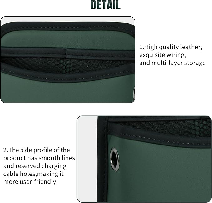 JEYODA Car Seat Side Storage Pocket, Small Organizer,PU Leather Multifunctional Console Side Organizer Bag for Phone, keys, sunglass,wallet,ect (Green)