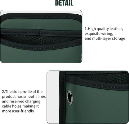 JEYODA Car Seat Side Storage Pocket, Small Organizer,PU Leather Multifunctional Console Side Organizer Bag for Phone, keys, sunglass,wallet,ect (Green)