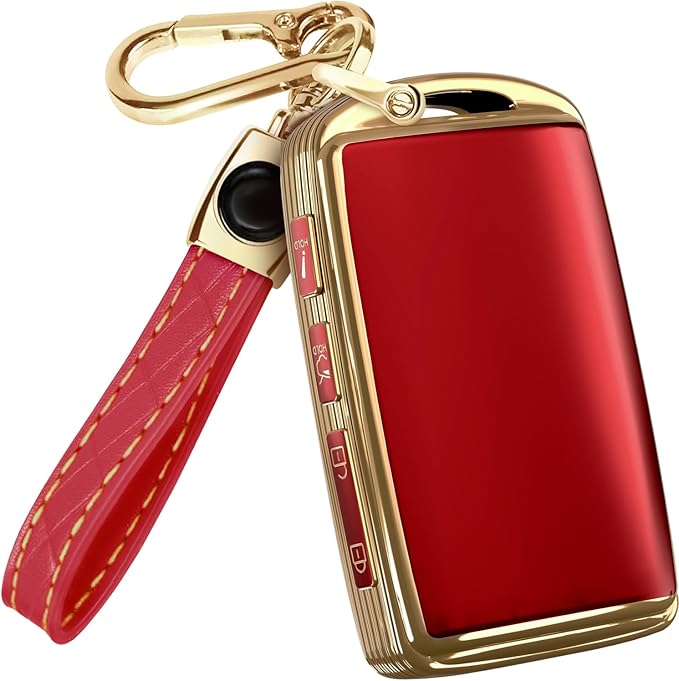 Lucrum Compatible with Mazda Key Fob Cover & Leather Keychain - TPU Case for 3, 6, CX-5 CX-9 CX-30 CX-50 CX-70 (2019-2025)