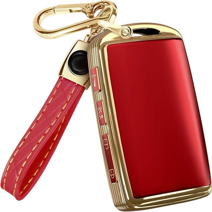 Lucrum Compatible with Mazda Key Fob Cover & Leather Keychain - TPU Case for 3, 6, CX-5 CX-9 CX-30 CX-50 CX-70 (2019-2025)