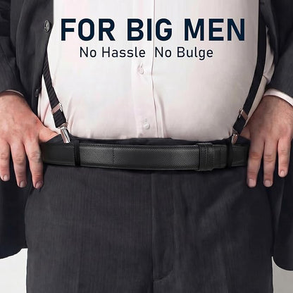 SANSTHS Mechanic Buckless Belts for Men, No Scratch Leather Work Belt Hook & Loop Tsa Belt for Technician Travel Gifts