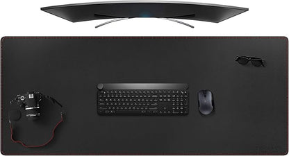 ZORESYN 4XL Oversized Large Mouse Pads (55" x 24") - PU Leather Extended Large Gaming Mousepad Desk Mat - Nonslip Base and Waterproof Desktop Keyboard Extended Mouse Mat (Black, 4XL - Oversized)