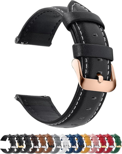 Fullmosa Watch Band, Quick Release Leather Watch Strap for Men Women, Replacement Bands Width 12mm 14mm 16mm 18mm 19mm 20mm 21mm 22mm 24mm