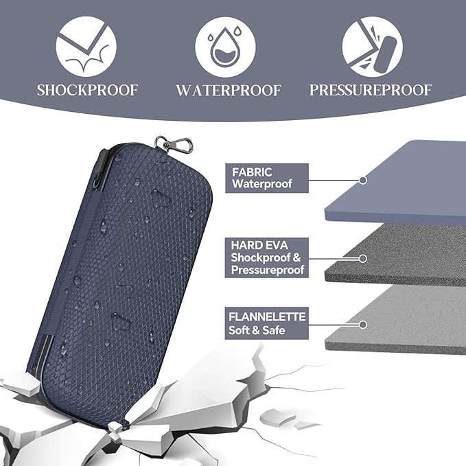 Double Eyeglasses Case Dual Sunglasses Case Hard Shell Glasses Case with Clip Metal Carabiner Travel