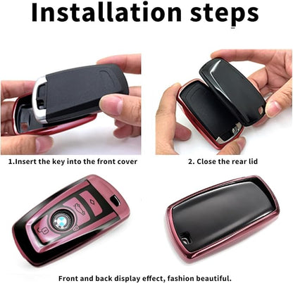 Creativity Suitable For BMW key fob cover. Advanced soft TPU key box is compatible with X1 X3 X4 X5 X6 1 2 4 5 6 7 M3 M5 M6 GT3 GT5 G30 F10 F15 F16 F20 key (Type A Pink single Key Case)
