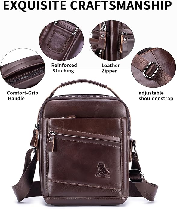 Premium Leather Men's Crossbody -Organized Storage & Durable,Stylish for Daily Carry