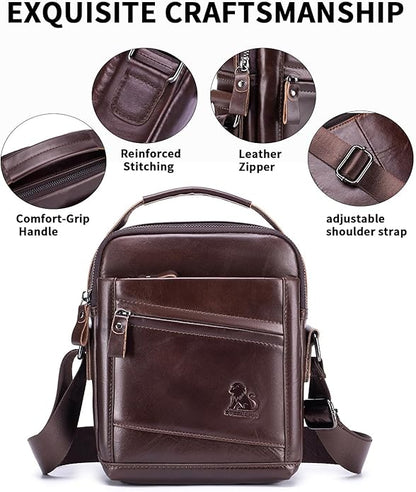 Premium Leather Men's Crossbody -Organized Storage & Durable,Stylish for Daily Carry