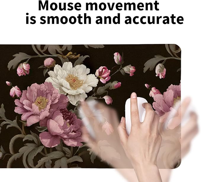 Luxury Peony Blooms Desk Mat, PU Leather Desk Pad with Non-Slip Base - Large Office Keyboard Mat for Women, Ideal Gift for Home & Gaming Setup （31.5 * 15.75in）