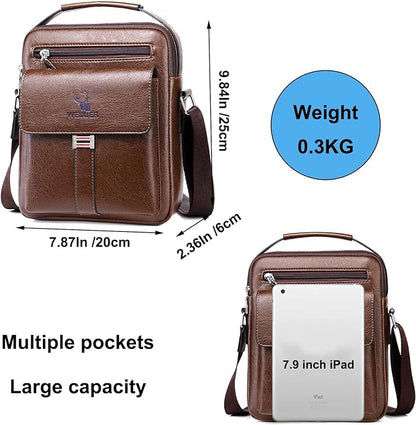 Zipper Buckle Leather Messenger Bag Crossbody Shoulder Bag Vintage Handle Bags | Zipper, Buckle, Leather, Vintage