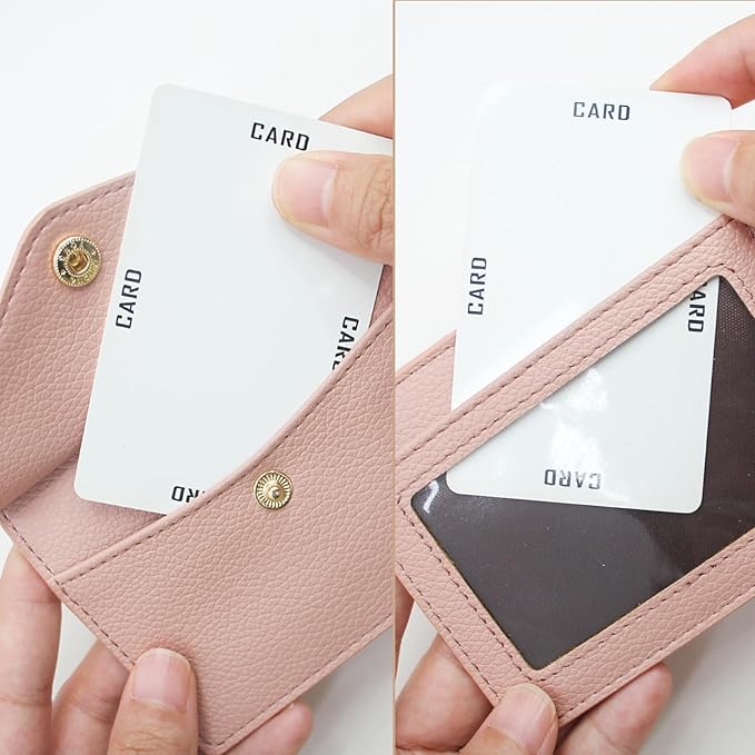Office Badge Holder - Boshiho Genuine Leather Credit ID Card Holder with Stretch Neck Lanyard and Pen Clip, Gift Box (Horizontal-Pink)