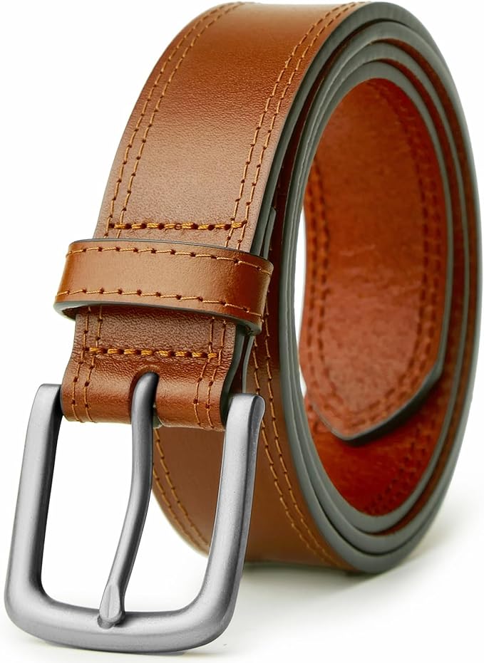 VATAN Men's Full Grain Leather Casual Every Day Jeans Belts, Handmade Men Leather Belt with Gift Box