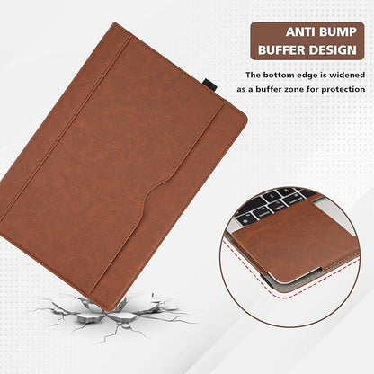 TYTX Compatible with MacBook Air 13 Inch Leather Case, for Model A2337 M1 A2179 A1932 2018-2021 Retina Display Touch ID, PU Leather Laptop Case with Pocket for Papers and Pen Holder, Dark Brown