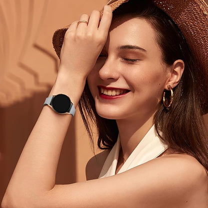 GEAK Slim Leather Band Compatible with Galaxy Watch 7 Band/6 5 4 FE 40mm 44mm/5 pro 45mm/Classic/Galaxy Active 2, 20mm Genuine Leather Strap with Quick Release Buckle for Samsung Watch Bands Women