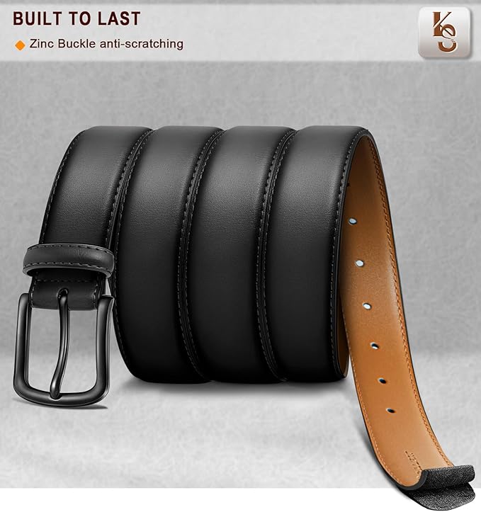 KEMISANT Men Belt-Genuine Leather Belt for Men Dress Casual Golf Jeans 1 3/8"