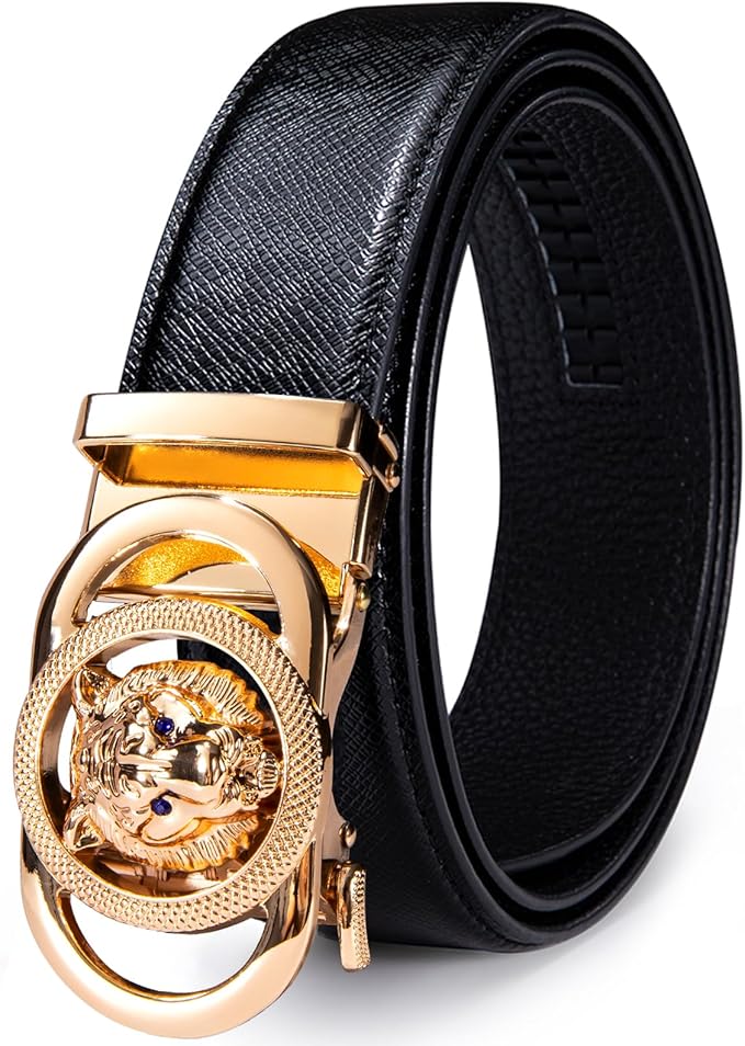 Dubulle Men's Ratchet Belt Gold/Black/Red/Green/Blue/White Automatic Buckle Business Casual Belt Gift - Adjustable Fit
