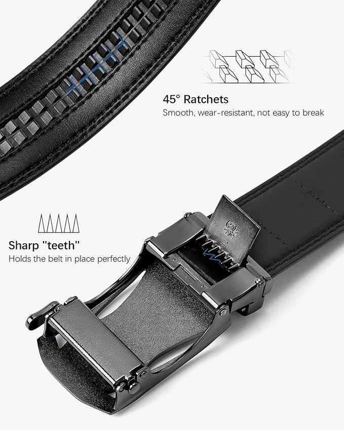 BOSTANTEN Mens Belt Leather Ratchet Belt For Men Dress and Casual with Adjustable Buckle, Trim to Fit