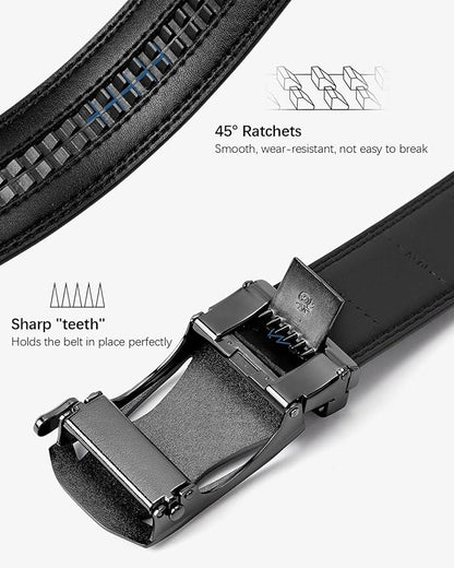 BOSTANTEN Mens Belt Leather Ratchet Belt For Men Dress and Casual with Adjustable Buckle, Trim to Fit