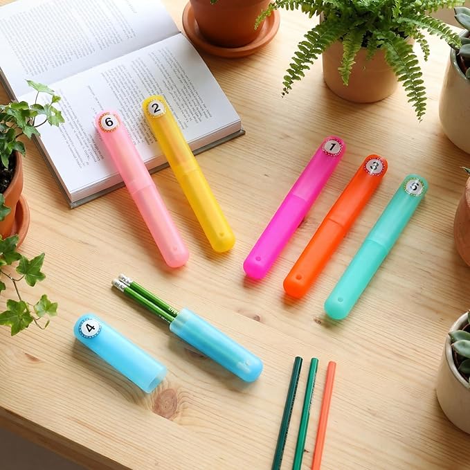 Remerry 30 Pcs Travel Toothbrush Holder Case with 1-30 Number Stickers Portable Pencil Case Multipurpose Toothpaste Boxes for Pencil Organization Back to School Student Gifts from Teacher, 6 Colors