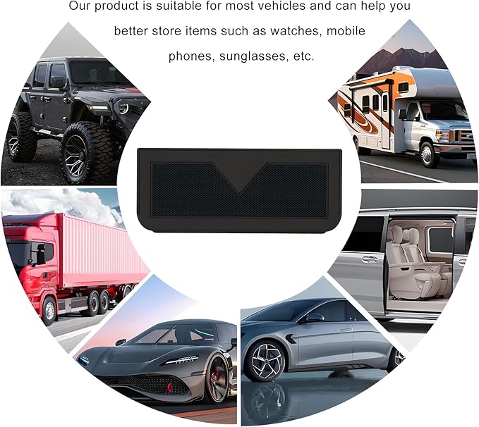 Car Sunglasses Case, PU Leather Pocket Self-Adhesive Storage Pouch for Vehicle Door Window Console, Multifunctional Vehicle Interior Organizer for Glasses Phones Wallets Keys (Black)