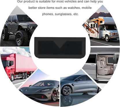 Car Sunglasses Case, PU Leather Pocket Self-Adhesive Storage Pouch for Vehicle Door Window Console, Multifunctional Vehicle Interior Organizer for Glasses Phones Wallets Keys (Black)