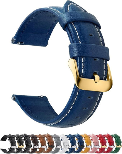 Fullmosa Watch Band, Quick Release Leather Watch Strap for Men Women, Replacement Bands Width 12mm 14mm 16mm 18mm 19mm 20mm 21mm 22mm 24mm