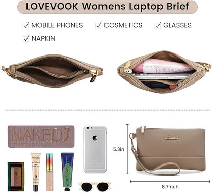 Laptop Bag for Women Leather Laptop Tote Bag Large Computer Bag Waterproof Business Office Work Bag