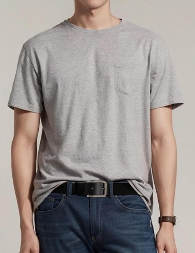 Mens Dress Belt,Genuine Casual Leather Belts for Men 1.5" Width