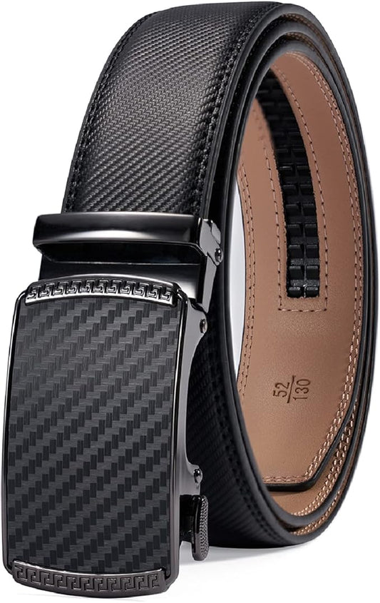 28"-68" Men's Leather Ratchet Dress Belt Big And Tall With Automatic Buckle