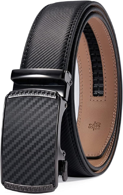 28"-68" Men's Leather Ratchet Dress Belt Big And Tall With Automatic Buckle