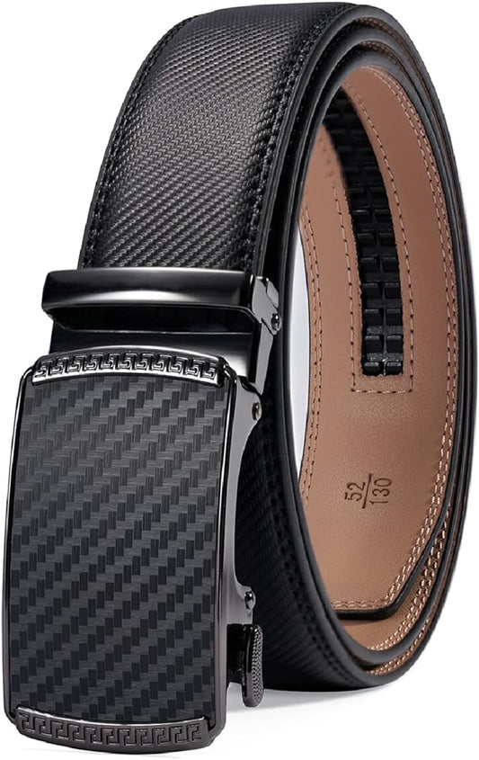 28"-68" Men's Leather Ratchet Dress Belt Big And Tall With Automatic Buckle
