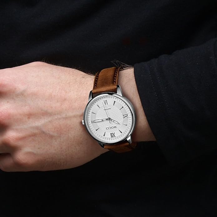WOCCI Quick Release Watch Band, Distressed Genuine Leather, Stainless Steel Buckle, Strap Width 18mm 19mm 20mm 22mm 24mm
