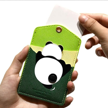 ID Badge Holder with Keychain, 3 Card Slots Cartoon Animal Cute Badge Holder for Professionals, Teacher, Nurse Officer and Students Women Girls Boys (Panda)