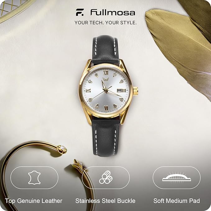 Fullmosa Watch Band, Quick Release Leather Watch Strap for Men Women, Replacement Bands Width 12mm 14mm 16mm 18mm 19mm 20mm 21mm 22mm 24mm