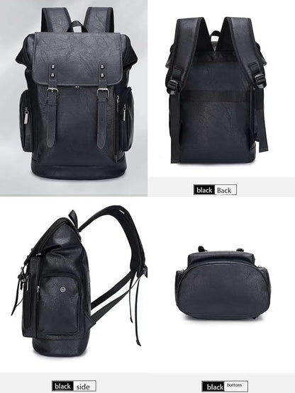 PU leather casual backpack 15.6 inches travel college work backpack business laptop backpack multi-pocket schoolbag (grey1,Backpack)