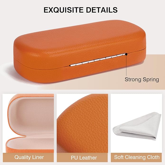 Marvolia Glasses Case Large Hard Shell Eyeglasses Case PU Leather Protective Case for Sunglasses Eyeglasses