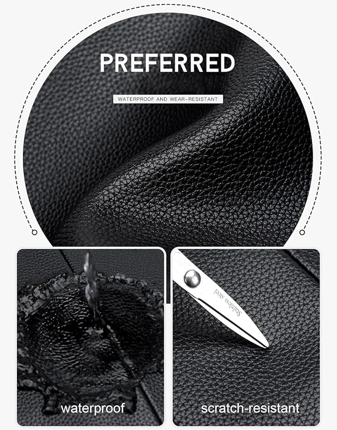CHAO RAN Laptop Backpack for Men Leather Travel Backpack Carry on Flight Approved-Waterproof Medium Backpack Fit 15.6 Inch Notebook for College Business Office Bag with USB Charging Port (Black10)