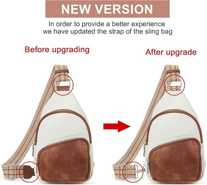 CLUCI Small Sling Bag for Women, Vegan Leather Fanny Pack Crossbody Bags for Women, Chest Bag With Guitar Strap