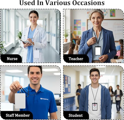 14pcs Sublimation ID Badge Holder Blanks, Bulk Leather ID Badge Holder,Heat Transfer Print Waterproof Sublimation Name Tags Blanks for Office Employees Students
