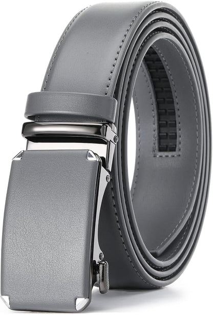 GAEKEAO Ratchet Belts for Men Dress Casual 1 3/12" Adjustable Genuine Leather Slide Buckle Designer Belt with Box Trim to Fit