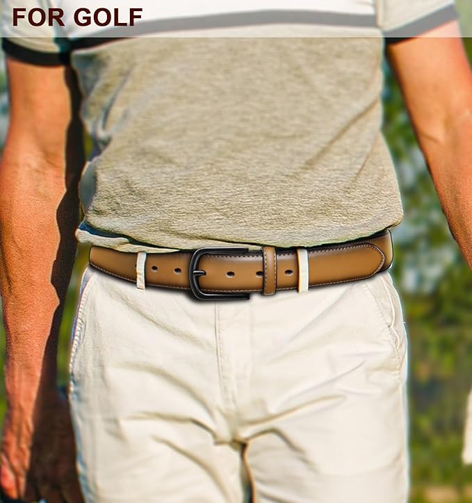 BULLIANT Men Belt-Leather Belt 7 Holes Comfortable for Men Dress Casual Jeans 1 3/8"