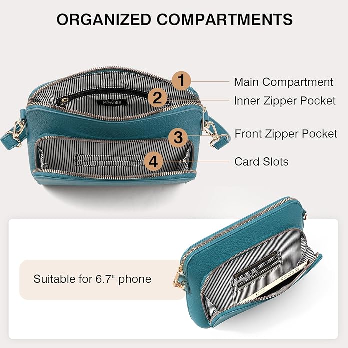 Marvolia Crossbody Bag for Women - PU Leather Shoulder Bag Trendy Small Crossbody Purse Bag for Travel Work Party