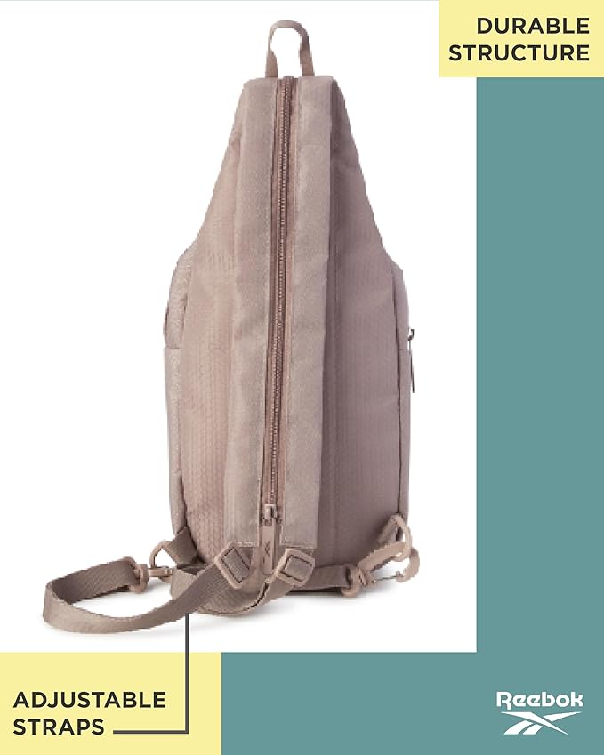 Reebok Unisex Crossbody Sling Bags – Compact Convertible Strap Cross Body Bag Travel Sling Bag - Gym & Travel Essential, Cosmos Mocha