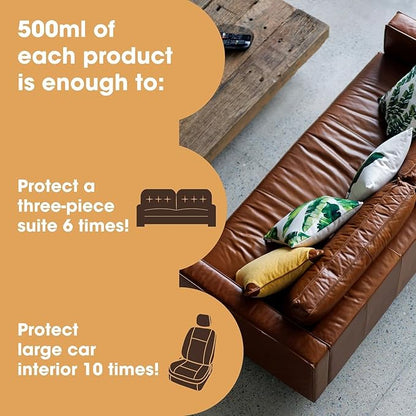 Furniture Clinic Leather Protection Cream | 2-in-1 Leather Conditioner & Waterproofing Protector for Furniture, Shoes, Car Seats & More | Prevent Stains While Nourishing | 8.5oz/ 250ml