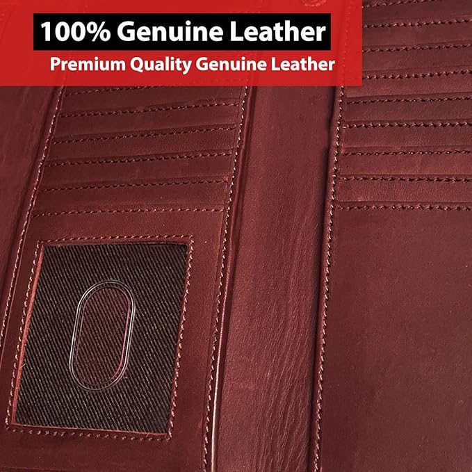 IBRO VINTAGE Motorcycle Chain Wallet for Men – Premium Cowhide Leather, RFID Tri-Fold Biker Wallet with Heavy Duty Chain for Bikers Truckers & Hunters, Credit Card Money Organizer Long Wallet | Long Trifold, RFID Blocking, Men's, Trucker Biker